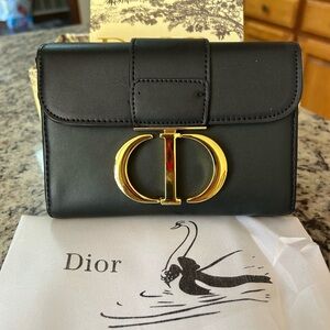 Dior Black Wallet with Gold Hardware